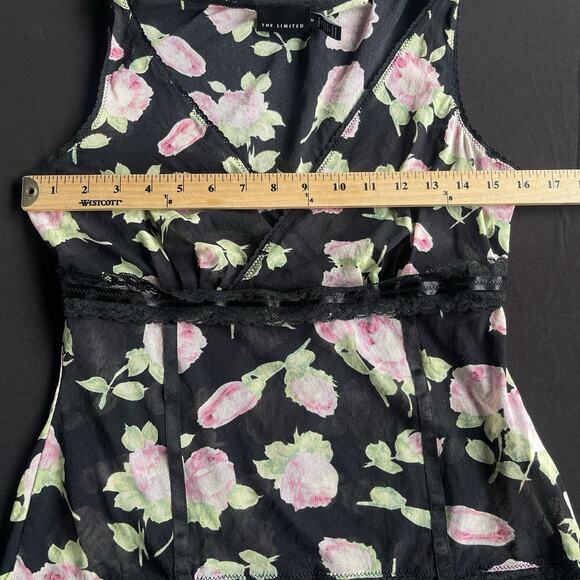 The Limited Womens Tank Top Medium Floral Mesh Lightweight Y2K Lace Trim - Picture 8 of 11